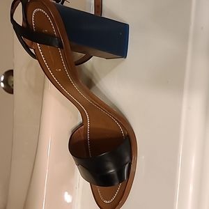 Black sandals with blue & brown heels size 40